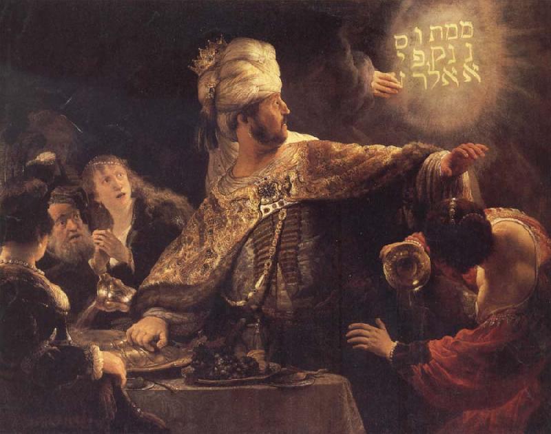 REMBRANDT Harmenszoon van Rijn The Feast of Belsbazzar oil painting image